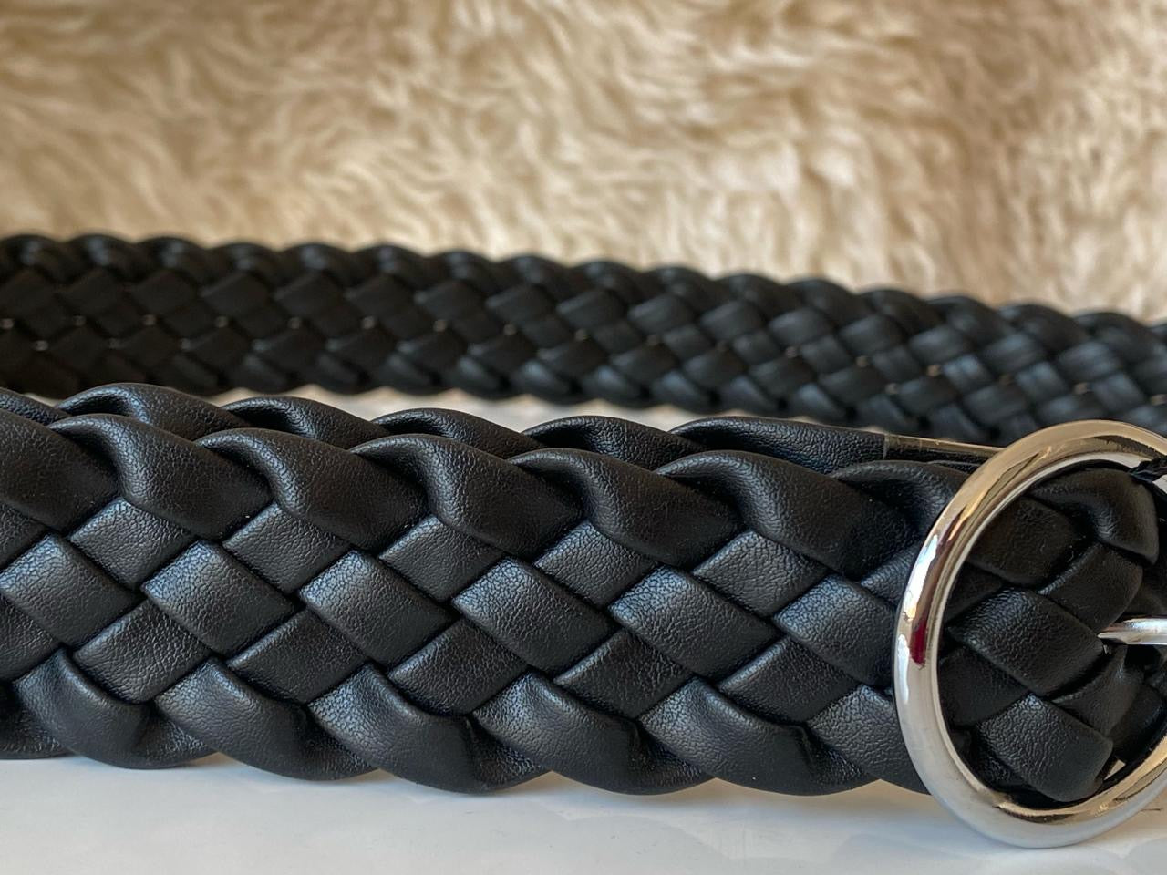 Thin Black Braid Belt