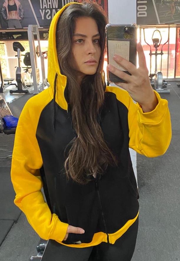 Yellow & Black Zipper Hoodie