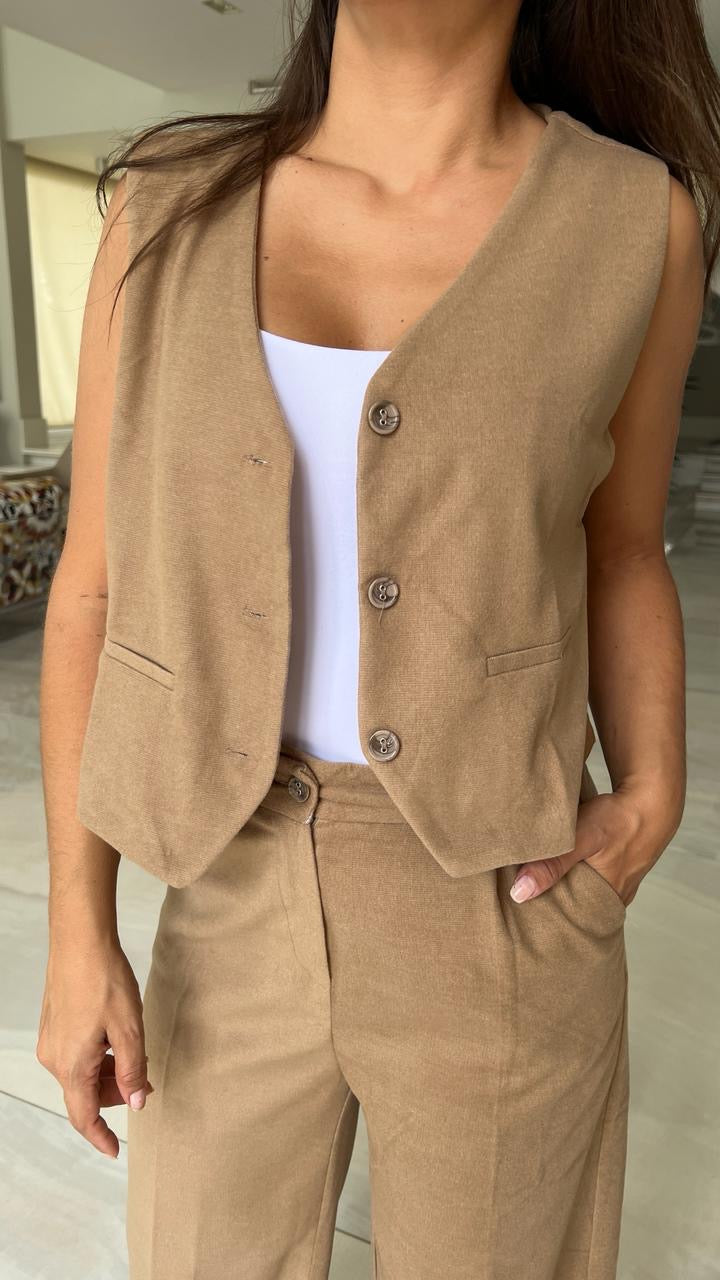 Velvet Beige vest Set