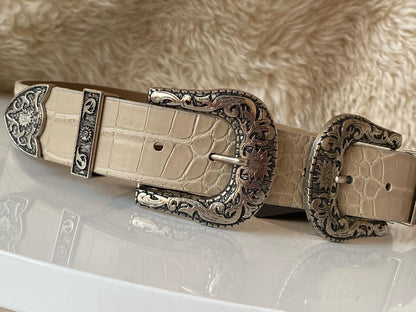 Double Detailed Beige Belt