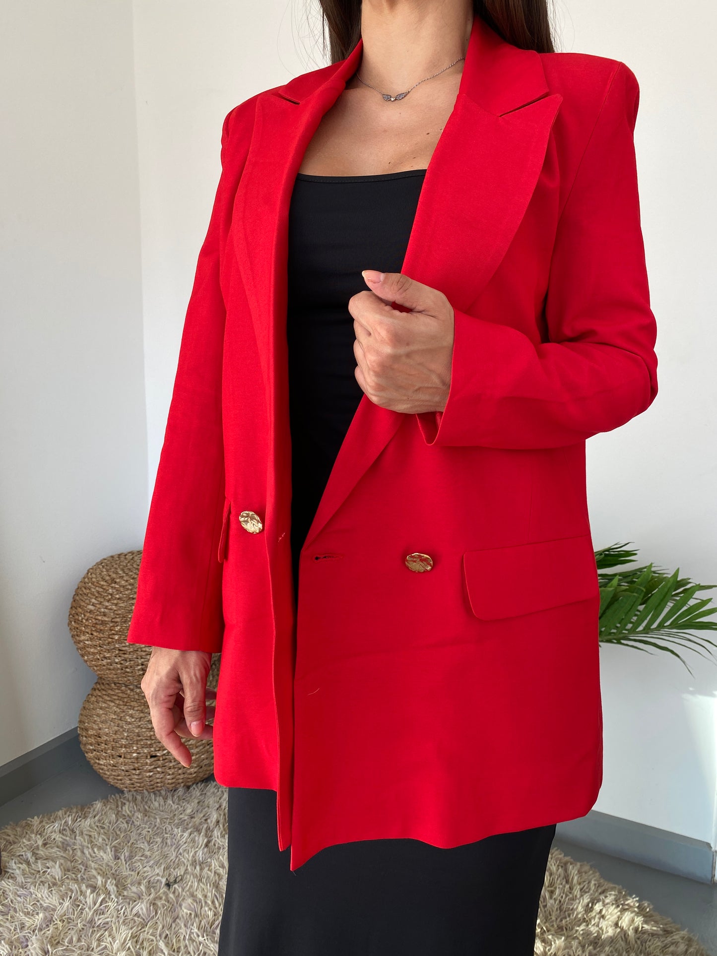 red oversize blazer