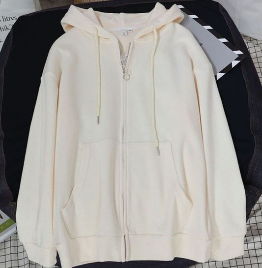 White Zipper Hoodie