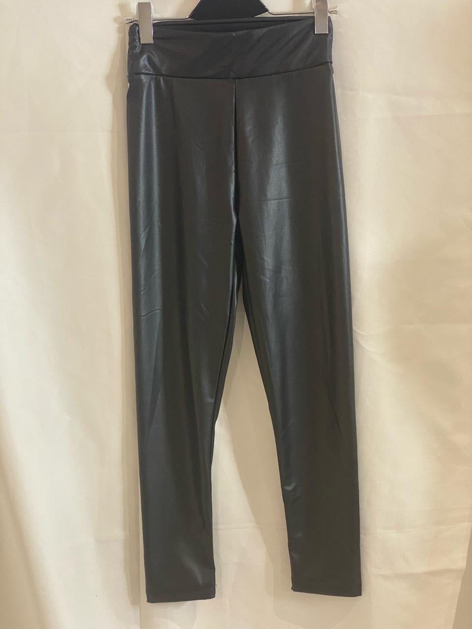 Fleece Leather Black Legging