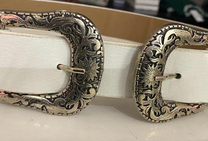 Double Detailed White Belt