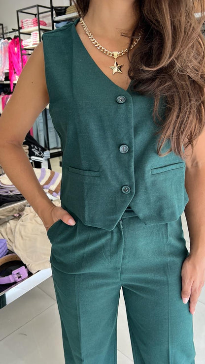 Velvet Olive vest Set