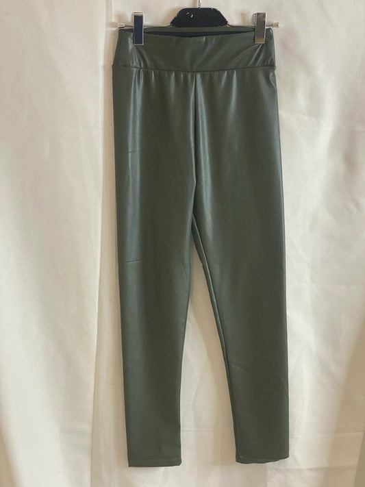 Fleece Leather Olive Legging