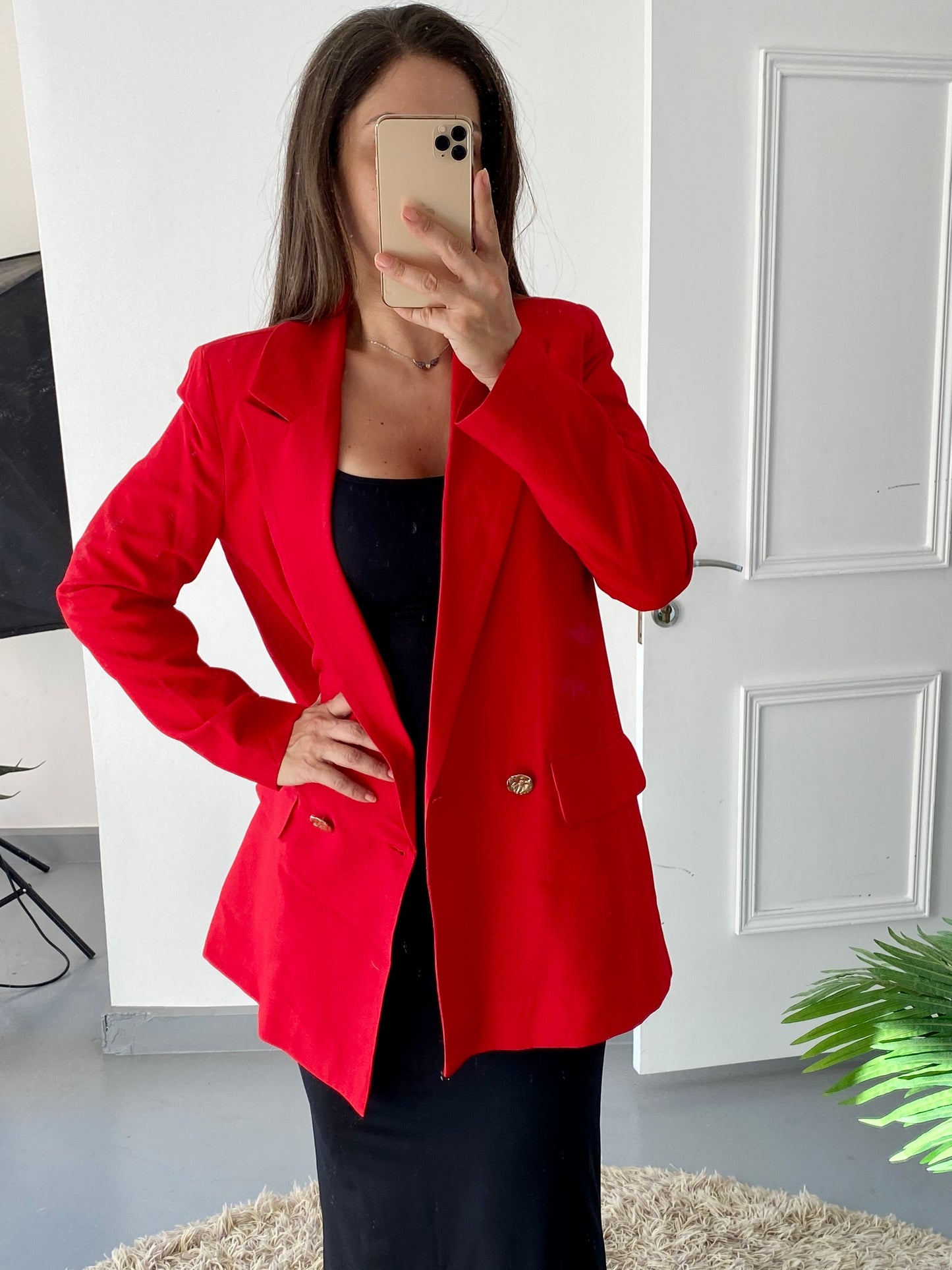 red oversize blazer