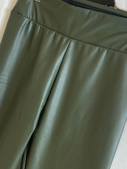 Fleece Leather Olive Legging