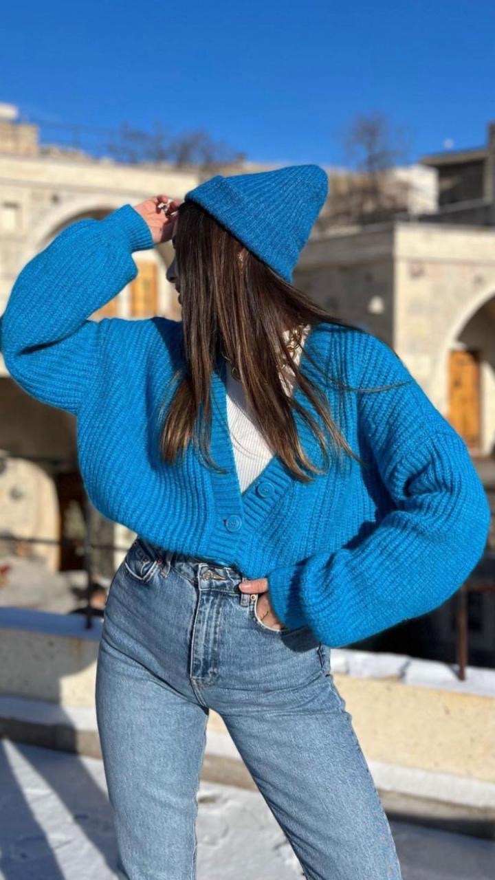 Short Blue Cardigan