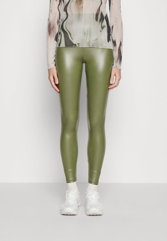 Fleece Leather Olive Legging